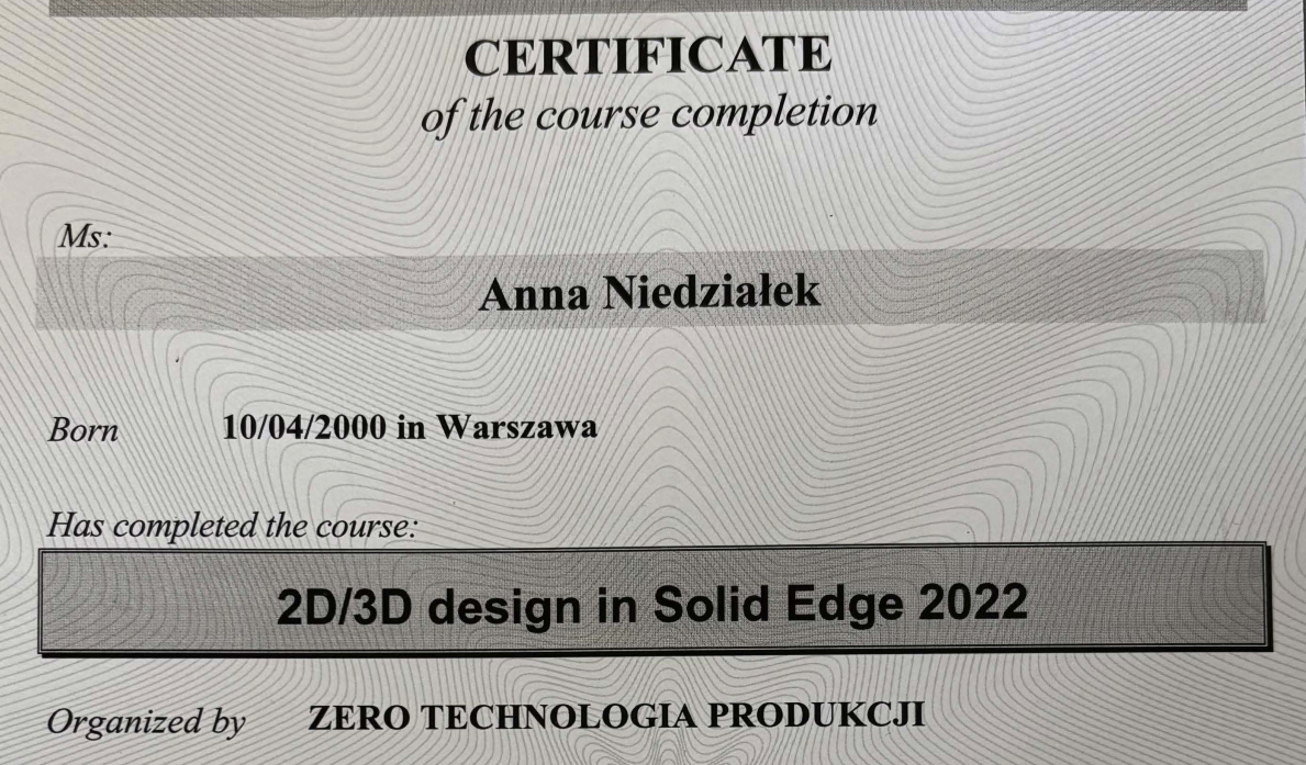 SolidEdge Certificate