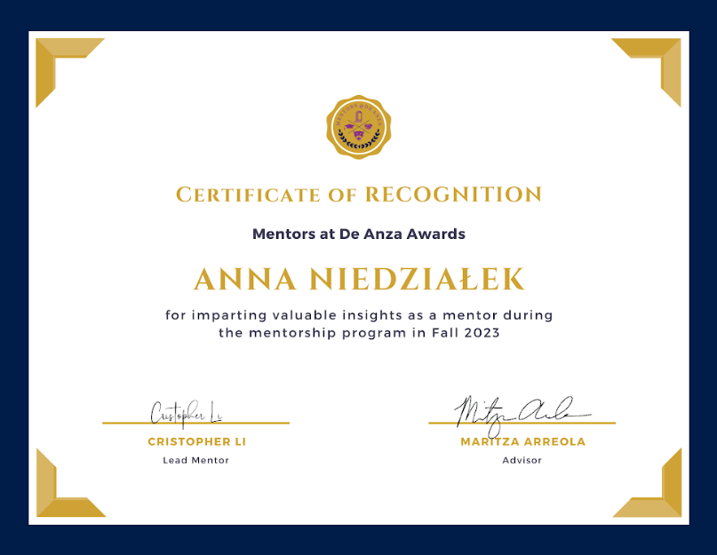 De Anza Mentor Award