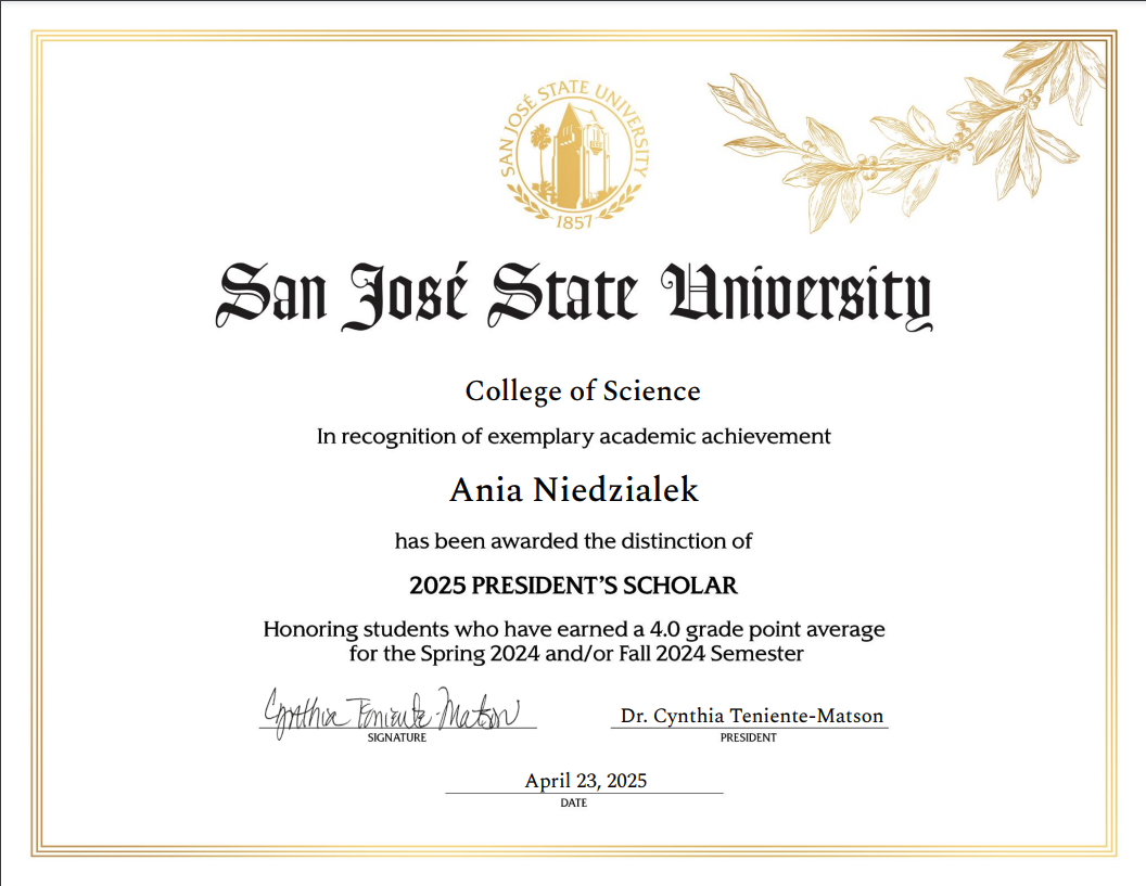 President's Scholar Award
